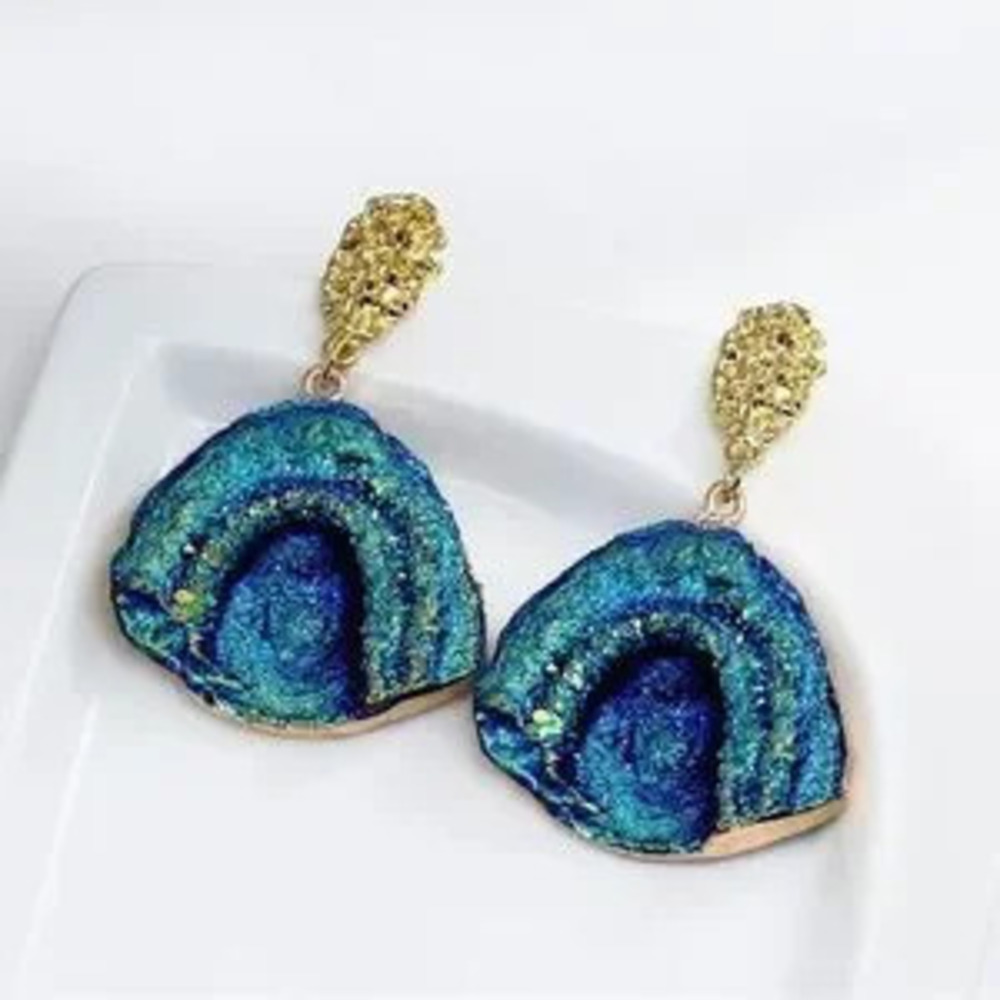Vintage Style Abstract Geometric Simulated?Rock Earrings